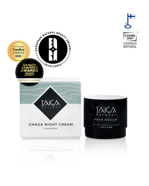 Taiga Natural Chaga Night Cream with packaging on a white background